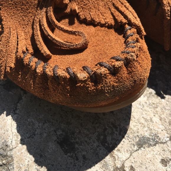 Minnetonka Kilty Suede hardsole moccasins, brown - Picture 7 of 8